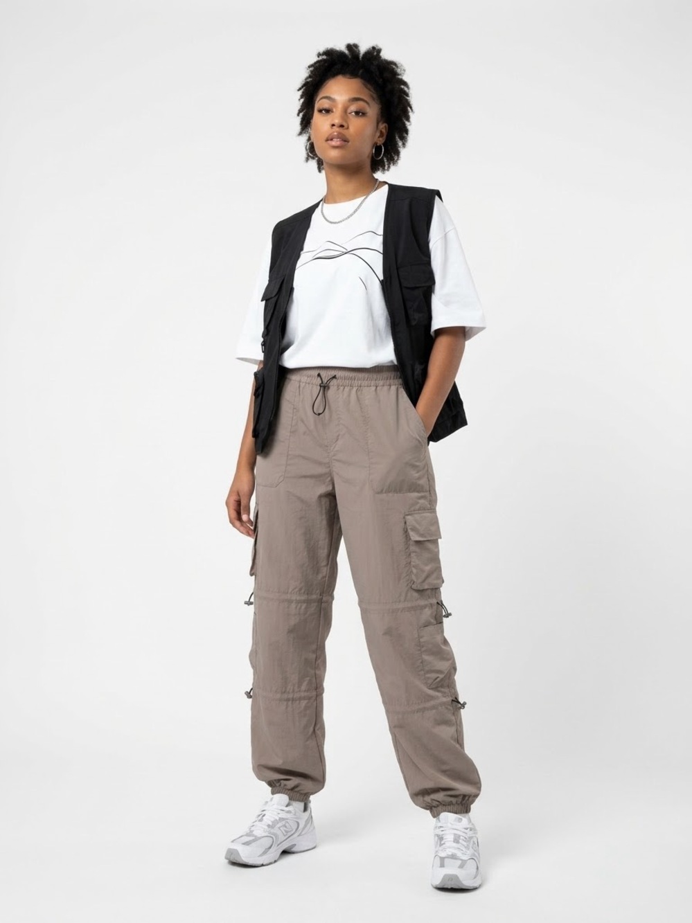 Utility Parachute Cargo Pants Bungee Streetwear Casual Y2K Lightweight Outdoor
